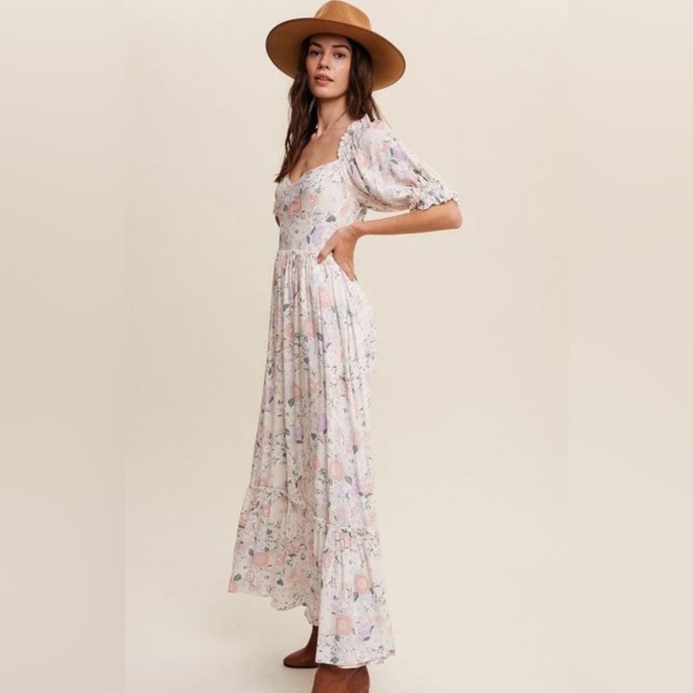 Shop Worth Collective Floral Ruffle Maxi Dress